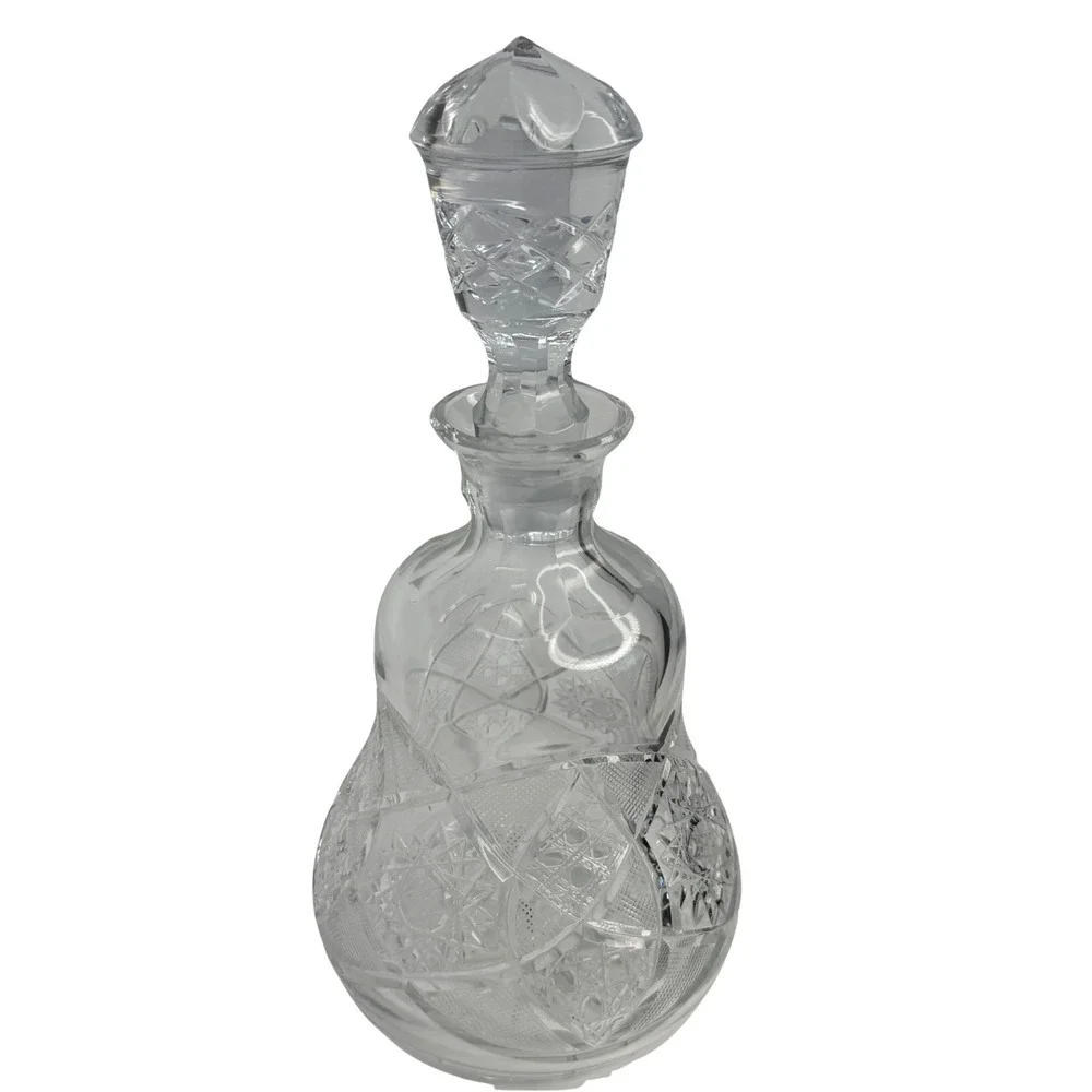 Vintage Cut Glass Crystal Decanter w Stopper‎ 10